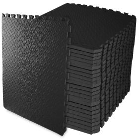 Jigsaw Sports Mat With EVA Foam Interlocking Tiles For Gymnastics And Home Gym Floor Protection, Various Sizes And Colours (Option: BlacThreequartersinch 24Pieces)