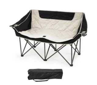 Outdoor Camping Chair, Oversized Recliner With Armrests, Cup Holder And Carrying Bag, Outdoor Heavy Duty Folding Chair (Option: Black and white)