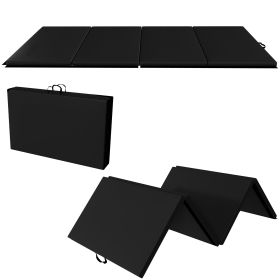 Folding Gym Mat With Carrying Handle For Protective Flooring In Mixed Martial Arts, Gymnastics, And Home Gyms, 2 Inch Thick (Color: Black)