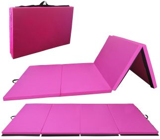 Folding Aerobics Mat, Extra Thick High-density Gymnastics Mat, Tear-resistant Aerobics Mat For Mixed Martial Arts, Stretching, Gymnastics (Color: Pink)