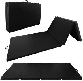 Folding Aerobics Mat, Extra Thick High-density Gymnastics Mat, Tear-resistant Aerobics Mat For Mixed Martial Arts, Stretching, Gymnastics (Color: Black)
