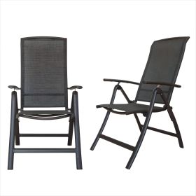 Folding Patio Chairs Set of 2, Aluminium Frame Reclining Sling Lawn Chairs with Adjustable High Backrest, Patio Dining Chairs for Outdoor, Campin (Color: as Pic)