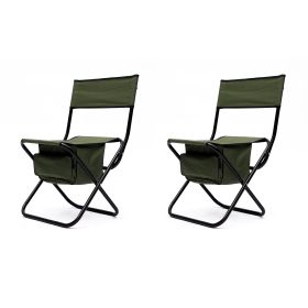 2-piece Folding Outdoor Chair with Storage Bag, Portable Chair for indoor, Outdoor Camping, Picnics and Fishing,Green (Color: as picture)