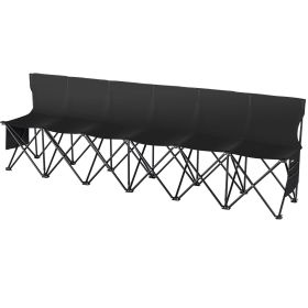 VEVOR 6 Seat Portable Folding Sport Bench Outdoor Camping Chair with Carry Bag (Seat Attributes: With Backrest, Number of Seats: 6 Seats)