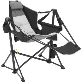 VEVOR Camping Chair Hammock Chair 300 lbs Load Capacity Hammock Folding Chair (Color: Dark grey, Type: Regular Lounge Chair with Footrest)