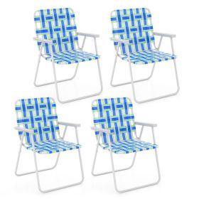 1 Piece Folding Beach Chair Camping Lawn Webbing Chair (Color: Blue, size: "Blue  4 Pieces")