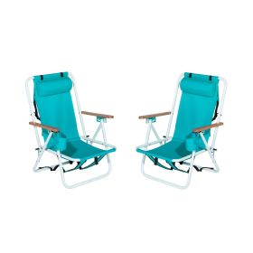 2PFCS Folding Beach Chairs 23"x21.7"x31.5" 4-Position Adjustable Steel Frame Oxford Cloth 264lbs Capacity Lightweight Portable Outdoor Lounge Cha (Color: Gray)